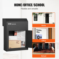 VEVOR Through The Door Key Drop Box, Heavy Duty Steel Through the Door Mailbox with 1.8" 12" Key Lock, 12x6x16" Mail Drop Box, Black