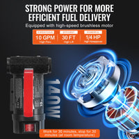 VEVOR Fuel Transfer Pump, 12V DC 10 GPM 1/4 HP, Portable Electric Diesel Transfer Pump with Automatic Shut-Off Fuel Nozzle, High Flow, Long Inlet & Outlet Hose for Diesel, Kerosene, Transformer Fuel