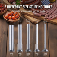VEVOR Electric Sausage Stuffer, 12 L / 25 LBS Vertical Meat Stuffer, 200W Motor, Stepless Speed Control and Foot Pedal, Made of Food-grade 304 Stainless Steel, 5 Stuffing Tubes for Home, Commercial