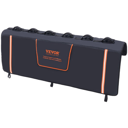 VEVOR Tailgate Bike Pad, 62" Truck Tailgate Pad Carry 6 Mountain Bikes, Upgraded Grooves Tailgate Protection Pad with Reflective Strips and Tool Pockets, with Camera Opening for Most Pickup Trucks