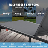 VEVOR Chaise Lounge Chair Outdoor, Aluminum Patio Lounge Chair with Adjustable 5-Position, Folding Pool Lounge Chair Recliner and Full Flat Tanning Chair for Patio, Beach, Pool, Dark Grey