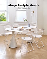 VEVOR 4 Pack Folding Chairs, Foldable Plastic Chairs with Heavy Duty Metal Frame, Portable Folding Card Table Chairs, Stackable Indoor Outdoor Seats for Home, Yard, Garden, Parties, Events, White