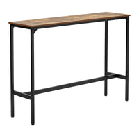 VEVOR Bar Table, Sturdy Metal Frame High Top Pub Table, Narrow Long Kitchen Dining, Cocktail Counter Bar Height Desk, Easy to Assemble, 55x15x39 in, for Living Room Party, Rustic Brown and Black