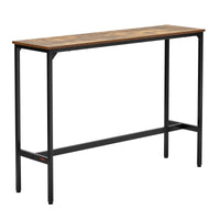 VEVOR Bar Table, Sturdy Metal Frame High Top Pub Table, Narrow Long Kitchen Dining, Cocktail Counter Bar Height Desk, Easy to Assemble, 55x15x39 in, for Living Room Party, Rustic Brown and Black