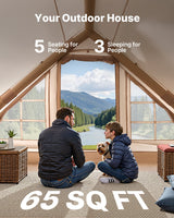 VEVOR Inflatable Tents for Camping, 3-5 Person Easy Setup Blow up Tent with Hand Pump, 300D Oxford 4 Season Glamping Tent with Canopy, Stove Jack, 2 Doors & 2 Mesh Windows (Storage Bag Included)