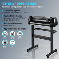 VEVOR Vinyl Cutter Machine, 28in Offline Bluetooth Cutting Plotter Machine, 400in/10m Steel Roller Shaft Adjustable Speed Force, SignMaster Software Tool DIY Craft Kit for Sign Making Windows & Mobile