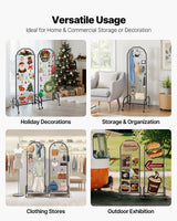 VEVOR 2 Packs Grid Wall Panels, 600 x 1640mm Wire Grid Panels Display Rack, Movable Art Display Shelf with Wheels and 20 Hooks, Black Carbon Steel Gridwall for Craft Show, Decor, Storage, Notice Board