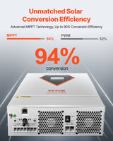 VEVOR Hybrid Solar Inverter, 6000W, All in One Pure Sine Wave Power Inverter Charger, 220V AC, with Built-in 120A MPPT Solar Charger Controller, for Off-Grid System Lead Acid Lithium Battery