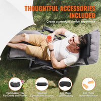 VEVOR Zero Gravity Chair, 26 inch Zero Gravity Recliner Lounge Chair for Indoor and Outdoor, Adjustable Anti Gravity Chair with Cushion, Headrest, Footrest, and Cupholder, 500 lbs, Gray