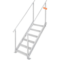 VEVOR Dock Ladder, 1.09 m-1.29 m Adjustable Height, 227 kg Load Capacity, Aluminum Alloy 6 Steps Pontoon Boat Ladder with Dual Handrails & Nonslip Mat, Ideal for Ship/Lake/Pool/Marine Boarding