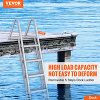 VEVOR Removable Dock Ladder 5 Steps, 159 kg Load Capacity, Pontoon Boat Ladder with 4'' Wide Step & Nonslip Design for Ship/Lake/Pool/Marine Boarding
