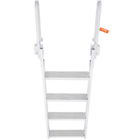 VEVOR Dock Ladder Flip Up 4 Steps, 159 kg Load Capacity, Aluminum Pontoon Boat Ladder with 4" Wide Step & Nonslip Mat,Swimm Step Ladder for Ship/Lake/Pool/Marine Boarding