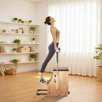 VEVOR Pilates Chair, Split-Pedal Stability Combo Chairs with Handles, Rubber Wood Frame Yoga Fitness Trainer, Exercise Reformer, Pilates Resistance-Workout Equipment, for Home Gym Studio Workout