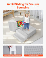 VEVOR Climbing Toys, 5-Piece Set, Foam Climbing Blocks for Toddlers 6 Months to 3 Years, Baby Climbing Blocks with Ball Pit (Balls Not Included), Indoor Climb and Crawl Activity Playset for Crawling
