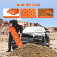 VEVOR 10 TON Traction Boards with PP Material, Recovery Boards for Off-road Vehicles/Cars/Pickups/SUVs/RVs, Pair Tire Traction Mats on Snow, Sand, Mud and Loose Terrain, Storage Bag, Long, Orange
