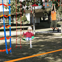 VEVOR Ninja Warrior Obstacle Course for Kids, 15.24 m Weatherproof Slacklines, 500lbs Weight Capacity Monkey Line, Outdoor Playset Equipment, Backyard Toys Training Equipment Set with 10 Obstacles