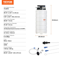 VEVOR Fluid Extractor, 15 Liters Capacity, Pneumatic/Manual Oil Changer Vacuum Fluid Extractor with Dipstick and Liquid Suction Hose, Oil Extractor Change Pump for Automotive Fluids Vacuum Evacuation