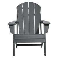 VEVOR Adirondack Chair Plastic, Set of 2 All-Weather Portable Folding Fire Pit Chair, Outdoor Adirondack Patio Chair with Cup Holder, with Relaxing Arm Rest Ergonomic, for Garden, Backyard - Gray
