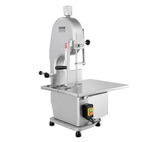 VEVOR Commercial Electric Meat Bandsaw, 1800W Stainless Steel Countertop Bone Sawing Machine, 380 x 485 mm Workbench, 180 mm Max Cutting Thickness, Frozen Meat Cutter with 5 Blades for Rib Pork Beef