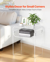 VEVOR Acrylic Side Table, 2 Tiers Clear Bedside Table with Storage Shelf, Modern Rectangle Acrylic End Desk, Transparent Thick Nightstand for Bedroom, Living Room, Study, 30 x 40 x 50 cm (Clear)