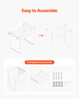 VEVOR Acrylic Side Table, 2 Tiers Clear Bedside Table with Storage Shelf, Modern Rectangle Acrylic End Desk, Transparent Thick Nightstand for Bedroom, Living Room, Study, 30 x 40 x 50 cm (Clear)