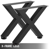 VEVOR Set of 2 Steel Table Legs, 72cm Height 79cm Wide Dining Table Legs, Heavy Duty 7.9cm Square Box Section X Frame Table Legs,72x79x7.9 cm Black Color Industrial Country Style Metal Dining Leg