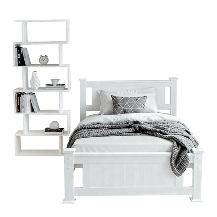Artiss King Single Bed Frame and Bookshelf