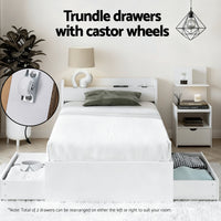 Artiss Single Bed Frame with Charging Ports and Bedside Table