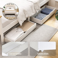 Artiss Bed Frame Double Size Wooden Platform with 2 Storage Drawers White PONY