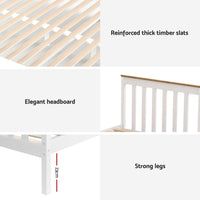 Artiss Bed Frame Single Size Wooden Platform with 2 Storage Drawers White PONY