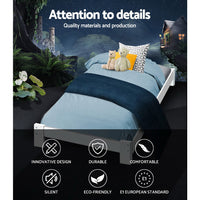 Bed Frame King Single Size Wooden White JADE