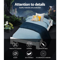 Bed Frame Single Size Wooden White JADE