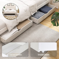 Artiss Bed Frame Queen Size Wooden Platform with 2 Storage Drawers White