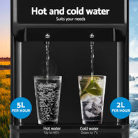 Devanti Water Cooler Dispenser 22L Bench Top Chiller Purifier Filter Hot Cold Black