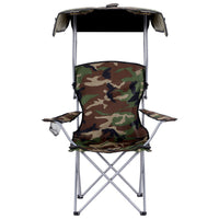 Weisshorn Camping Chair With Canopy Folding Outdoor Portable Seat Lightweight Beach Picnic Fishing Capacity 120KG Army Green