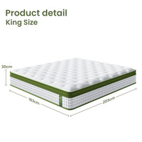BedStory King Mattress 30cm Medium Firm Hybrid Mattress for Pressure Relief Motion Isolation