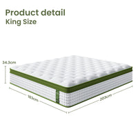 BedStory King Mattress 34cm Medium - Hybrid Mattress for Pressure Relief Motion Isolation