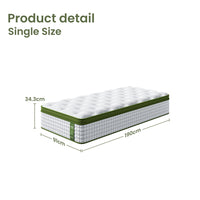 BedStory Single Mattress 34cm Medium - Hybrid Mattress for Pressure Relief Motion Isolation