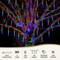 Jingle Jollys 7M Christmas Lights Shower Light 288 LED Icicle Falling Metor