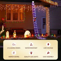 Jingle Jollys 3.5M Christmas Lights 300 LED Ladder Light with Santa Claus Decor