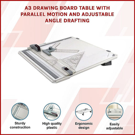 A3 Drawing Board Table with Parallel Motion and Adjustable Angle Drafting Home & Garden Kings Warehouse