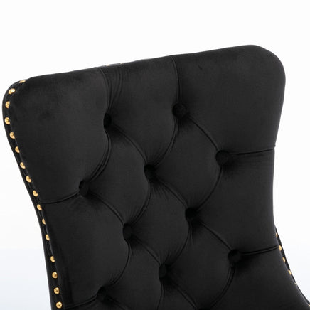 AADEN 2x Velvet Dining Chairs with Golden Metal Legs-Black Kings Warehouse