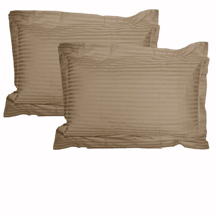 Accessorize 325TC Pair of Stripe Jumbo / Queen Pillowcases Mocha Home & Garden Kings Warehouse