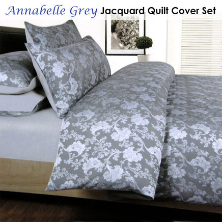 Accessorize Annabelle Grey Jacquard Quilt Cover Set Double Home & Garden Kings Warehouse