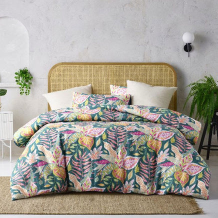 Accessorize Betty Carmila Printed Linen Cotton Quilt Cover Set Single Home & Garden Kings Warehouse