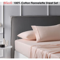 Accessorize Cotton Flannelette Sheet Set Blush King Home & Garden Kings Warehouse
