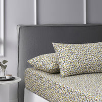 Accessorize Lisa Teal Washed Cotton Printed Fitted Sheet Set Double Home & Garden Kings Warehouse