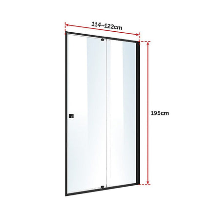 Adjustable Semi Frameless Shower Screen (114~122) x 195cm Australian Safety Glass Kings Warehouse