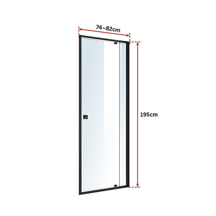 Adjustable Semi Frameless Shower Screen (74~82) x 195cm Australian Safety Glass Furniture Kings Warehouse