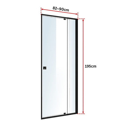 Adjustable Semi Frameless Shower Screen (82~90) x 195cm Australian Safety Glass Furniture Kings Warehouse